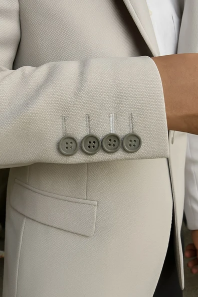 Erkek Açık Gri Blazer Ceket – Slim Fit, Şık ve Hafif Kumaş, Tek Düğmeli - Resim 5