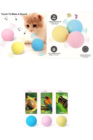1 Adet Akıllı Sesli Kedi Otlu Top Oyuncağı Hareketli Ses Çıkaran İnteraktif Pilli Oyun Topu Oyuncak - Resim 3
