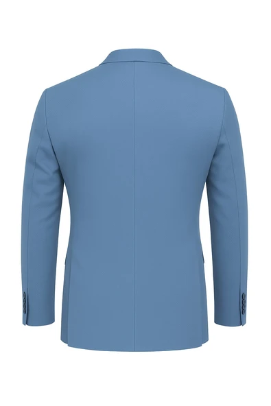Erkek Slim Fit Blazer Ceket Açık İndigo – Tek Düğmeli – Şık Günlük & Ofis Kombinleri için – Tam Astar - Resim 3