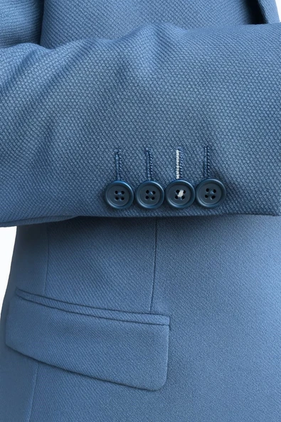 Erkek Slim Fit Blazer Ceket Açık İndigo – Tek Düğmeli – Şık Günlük & Ofis Kombinleri için – Tam Astar - Resim 6