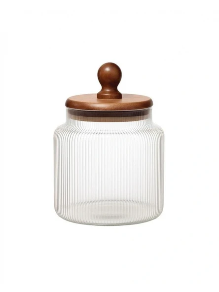 Mien MEN HJ151 Ahşap Kapaklı Cam Kavanoz 900 cc ürün görseli 1