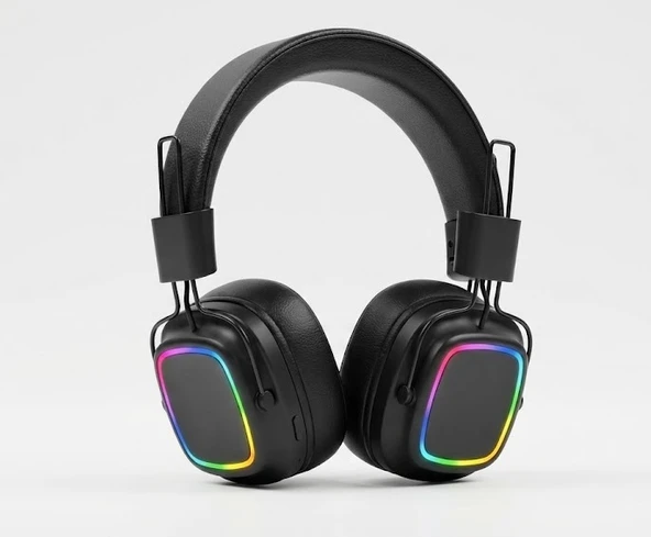 Bluetooth 5.3 Rainbow Işıklı Kulak Üstü Kablosuz Kulaklık ürün görseli 1