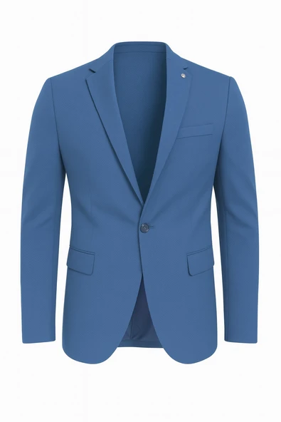 Erkek Slim Fit Blazer Ceket Açık İndigo – Tek Düğmeli – Şık Günlük & Ofis Kombinleri için – Tam Astar ürün görseli 1