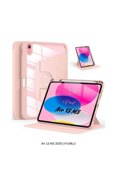iPad Air 13 2025 M3 Çip Uyumlu 360° Dönebilen Yatay Dikey Standlı Fuchsia Pino Tablet Kılıfı ürün görseli 1