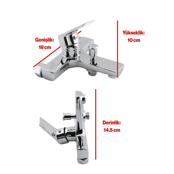 Banyo Bataryası Duvar Tipli Lavabo Mutfak Duş Musluğu Mix Batarya Sıcak Soğuk Çift Su Girişli - Resim 2