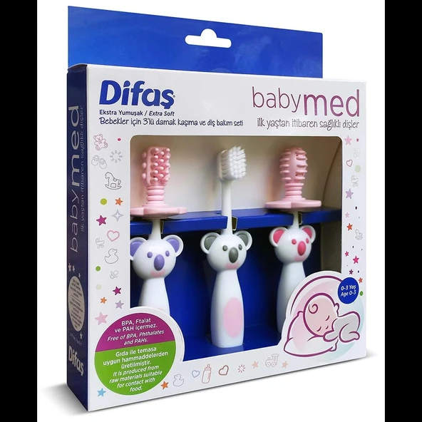DİFAŞ BABY MED BEBEK AĞIZ BAKIM SETİ PEMBE ürün görseli 1