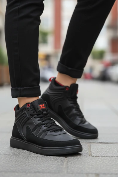 Walkway Siyah Hafif Esnek Bağcıklı Erkek Spor Ayakkabı Ferra 2808 M - Resim 3