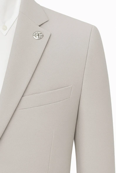 Erkek Açık Gri Blazer Ceket – Slim Fit, Şık ve Hafif Kumaş, Tek Düğmeli - Resim 4