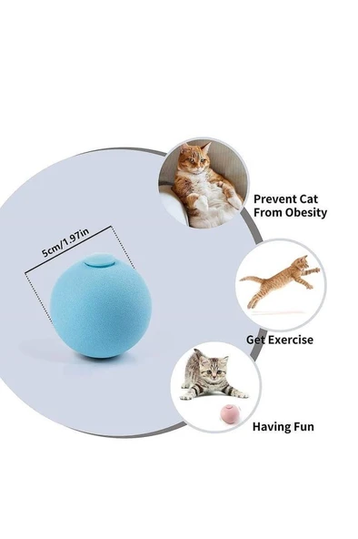 1 Adet Akıllı Sesli Kedi Otlu Top Oyuncağı Hareketli Ses Çıkaran İnteraktif Pilli Oyun Topu Oyuncak ürün görseli 1