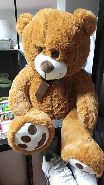 Peluş 100 cm Patili Sevimli Kahverengi Ayı Uyku Arkadaşı - Resim 3