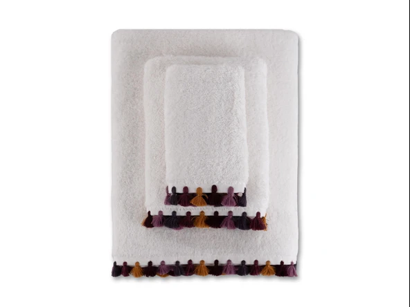 Pamuklu 3 Parça Premium Bohem Renkli Püsküllü Mutfak & El-Yüz & Banyo Havlusu Seti Baveno - Resim 3