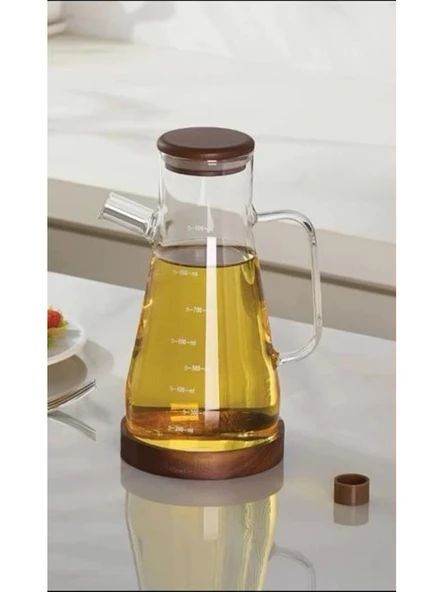 Mien MEN 1113 Ahşap Kapaklı Cam Yağlık 900 cc ürün görseli 1