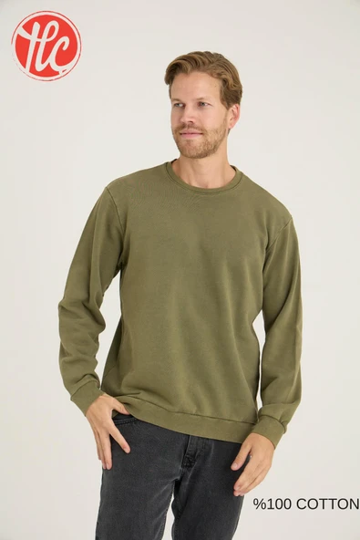 Kly Unisex Relax Fit Rahat Kesim %100 Pamuklu Yumuşak Dokulu Şardonsuz Bisiklet Yaka Sweatshirt ürün görseli 1