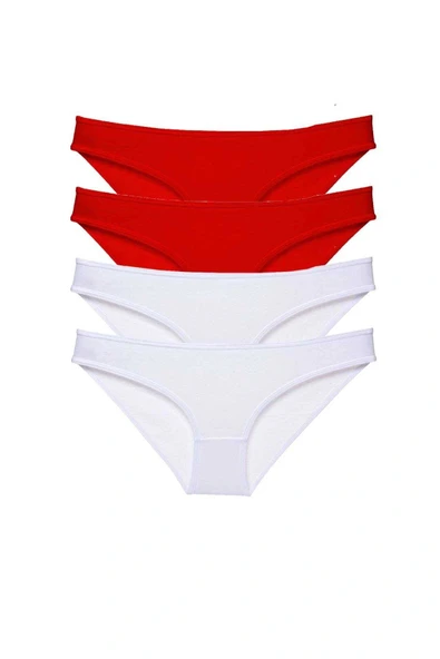 LitaeTrend 4 adet Süper Eko Set Likralı Kadın Slip Külot Kırmızı Beyaz ürün görseli 1