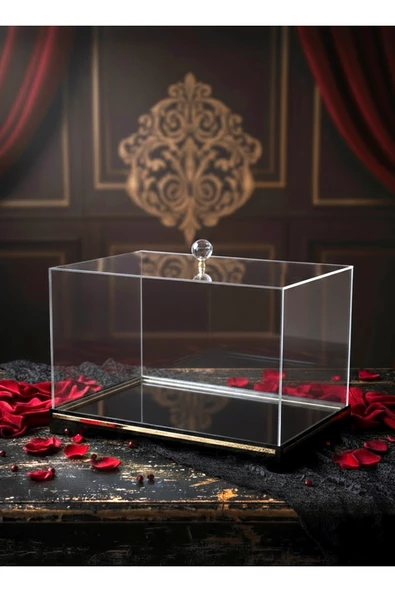 Bohça Çeyiz Nişan Kutusu Gold- Damat Gelin Bohçası Şeffaf Pleksi ürün görseli 1