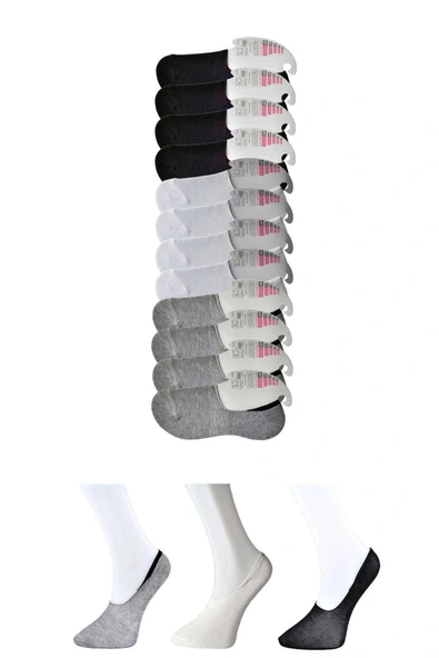LitaeTrend Siyah Gri ve Beyaz Kadın Babet Çorap 12 çift ürün görseli 1