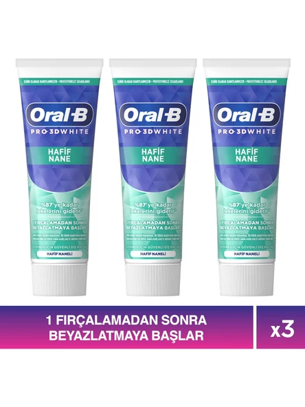 Oral-B Pro-3d White Diş Macunu 75 Ml. Hafif Nane 3 Adet - Resim 2