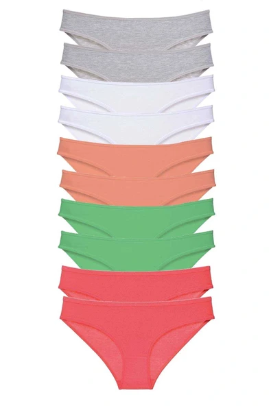 LitaeTrend 10 adet Süper Eko Set Likralı Kadın Slip Külot Gri Beyaz Pudra Yeşil Fuşya ürün görseli 1