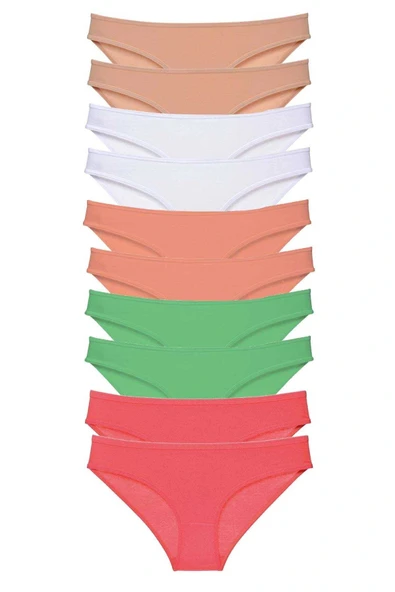 LitaeTrend 10 adet Süper Eko Set Likralı Kadın Slip Külot Ten Beyaz Pudra Yeşil Fuşya ürün görseli 1