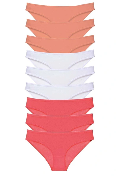 LitaeTrend 9 adet Süper Eko Set Likralı Kadın Slip Külot Pudra Beyaz Fuşya ürün görseli 1