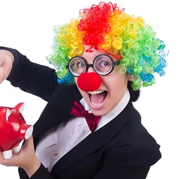 Palyaço Kostüm Aksesuar Seti 3’lü – Peruk Burun Gözlük ürün görseli 1
