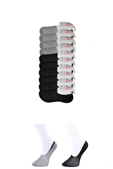 LitaeTrend Siyah ve Gri Kadın Babet Çorap 9 çift ürün görseli 1