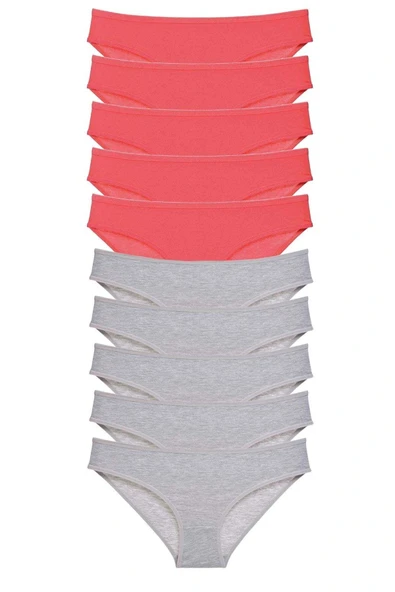 LitaeTrend 10 adet Süper Eko Set Likralı Kadın Slip Külot Fuşya Gri ürün görseli 1