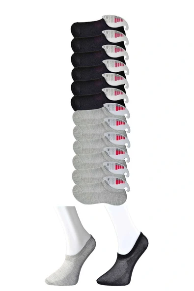 LitaeTrend Siyah ve Gri Kadın Görünmez Çorap 12 çift ürün görseli 1