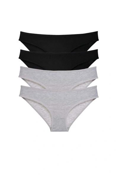 LitaeTrend 4 adet Süper Eko Set Likralı Kadın Slip Külot Siyah Gri ürün görseli 1