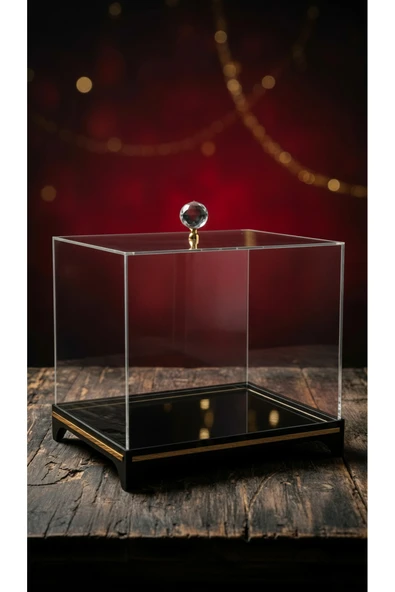 Bohça Çeyiz Nişan Kutusu Gold - Damat Gelin Bohçası Şeffaf Pleksi ürün görseli 1