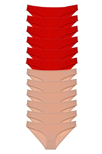 LitaeTrend 12 adet Eko Set Likralı Kadın Slip Külot Kırmızı Ten ürün görseli 1