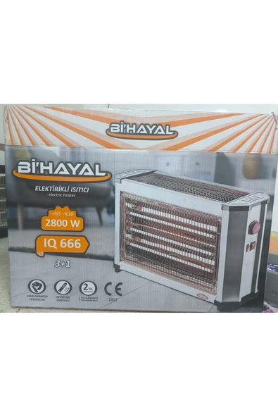 BiHayal 2800Wat 3+1 Çubuk Devrilme Emniyetli Termostatlı Elektrikli Soba/ Elektrikli Isıtıcı - Resim 6