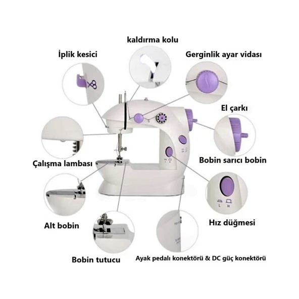 Dikiş Makinesi Mini Pedallı Elektrikli - Resim 4