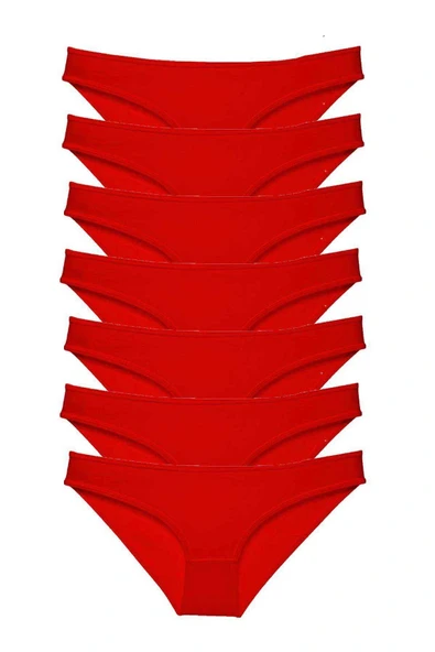 LitaeTrend 7 adet Süper Eko Set Likralı Kadın Slip Külot Kırmızı ürün görseli 1