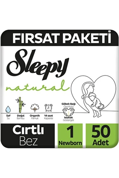 SLEEPY 50 Lİ  Natural 1 Numara Yenidoğan 50'li Bebek Bezi ürün görseli 1