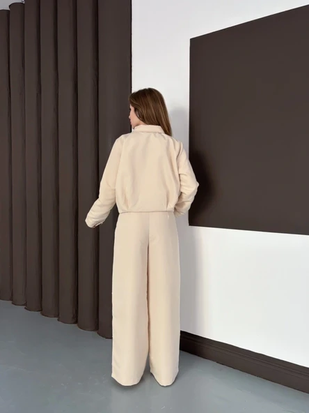 Trenç takım alt üst bej ons - Resim 3