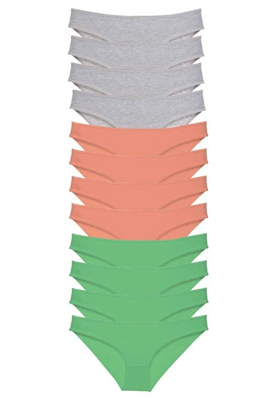 LitaeTrend 12 adet Süper Eko Set Likralı Kadın Slip Külot Gri Pudra Yeşil ürün görseli 1