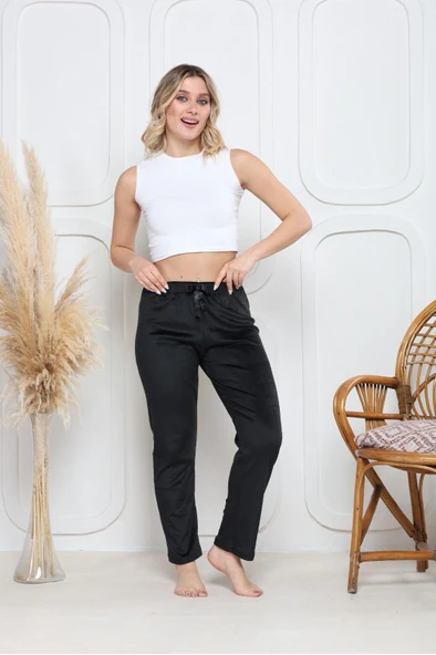Kadife pijama altı siyah q7013 - Resim 2