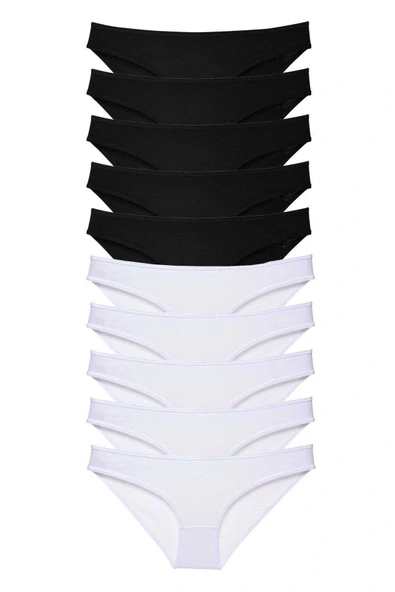 LitaeTrend 10 adet Eko Set Likralı Kadın Slip Külot Siyah Beyaz ürün görseli 1