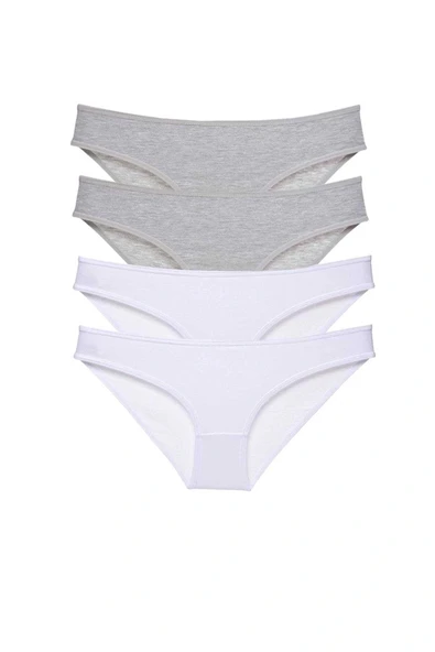 LitaeTrend 4 adet Süper Eko Set Likralı Kadın Slip Külot Gri Beyaz ürün görseli 1