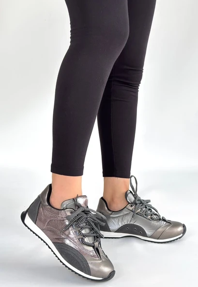 Ranu Platin Cilt Paraşüt Detaylı Bağcıklı Spor Ayakkabı - Resim 2