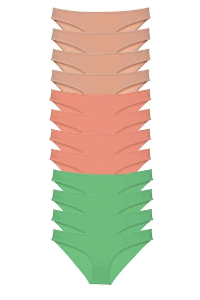 LitaeTrend 12 adet Süper Eko Set Likralı Kadın Slip Külot Ten Pudra Yeşil ürün görseli 1