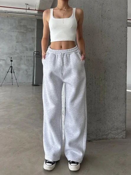 3 iplik şardonlu oversize eşofman gri ürün görseli 1