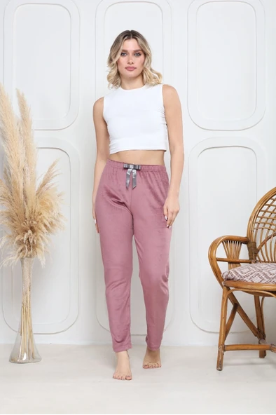 Kadife pijama altı pembe q7013 - Resim 3
