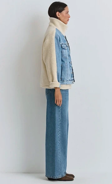 Mavi M1110278 Rubina 90lar Suni Kürklü Jean Ceket Kadın Mont - Resim 19