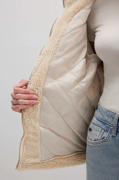 Mavi M1110278 Rubina 90lar Suni Kürklü Jean Ceket Kadın Mont - Resim 25