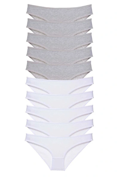 LitaeTrend 10 adet Süper Eko Set Likralı Kadın Slip Külot Gri Beyaz ürün görseli 1