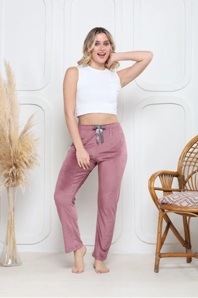 Kadife pijama altı pembe q7013 - Resim 2