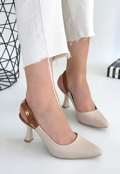 Toran Bej Cilt Topuklu Ayakkabı ürün görseli 1