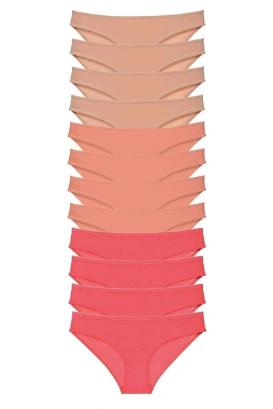 LitaeTrend 12 adet Süper Eko Set Likralı Kadın Slip Külot Ten Pudra Fuşya ürün görseli 1